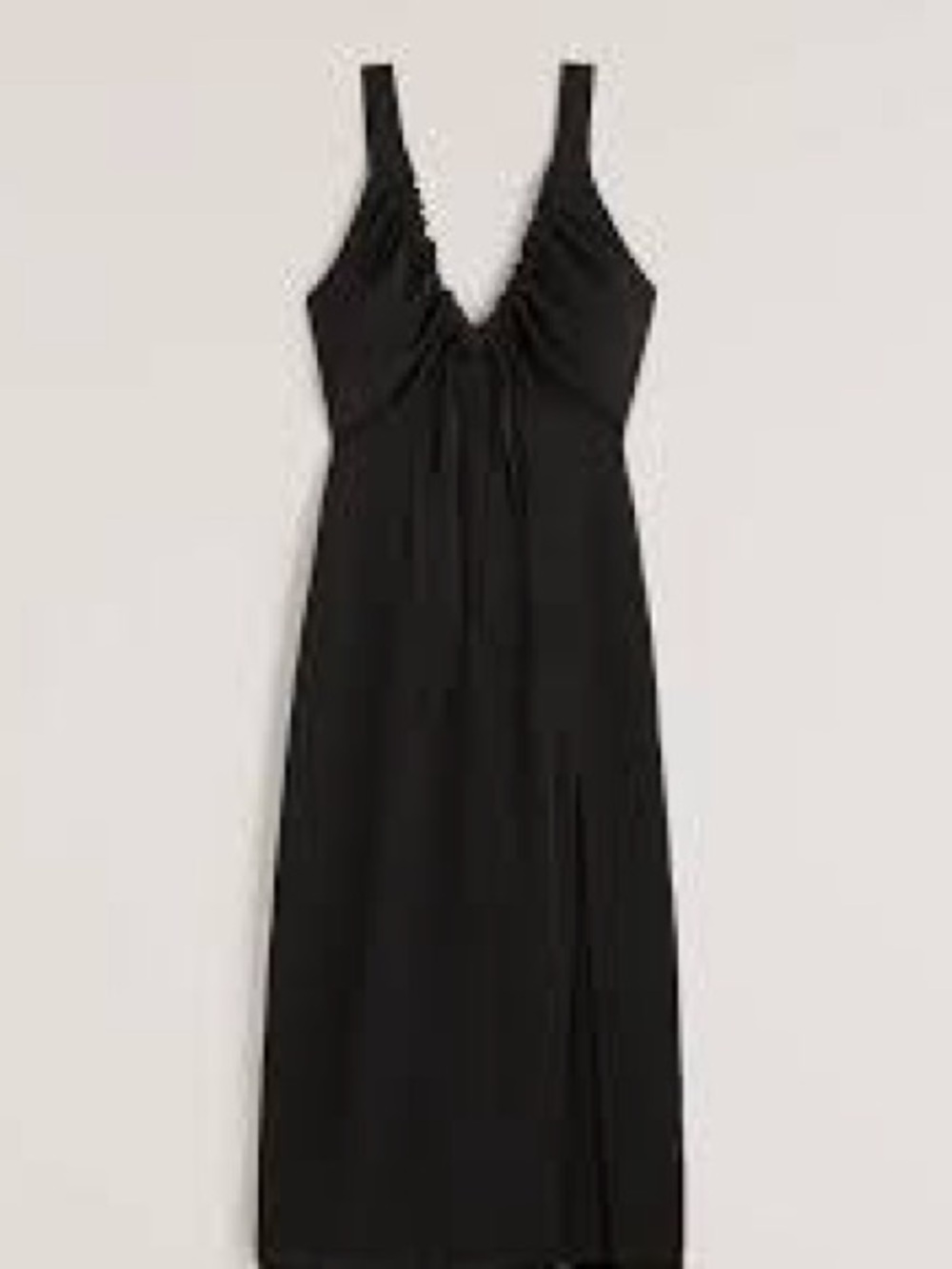 Abercrombie & Fitch Black V-Neck Gathered Midi Dress
